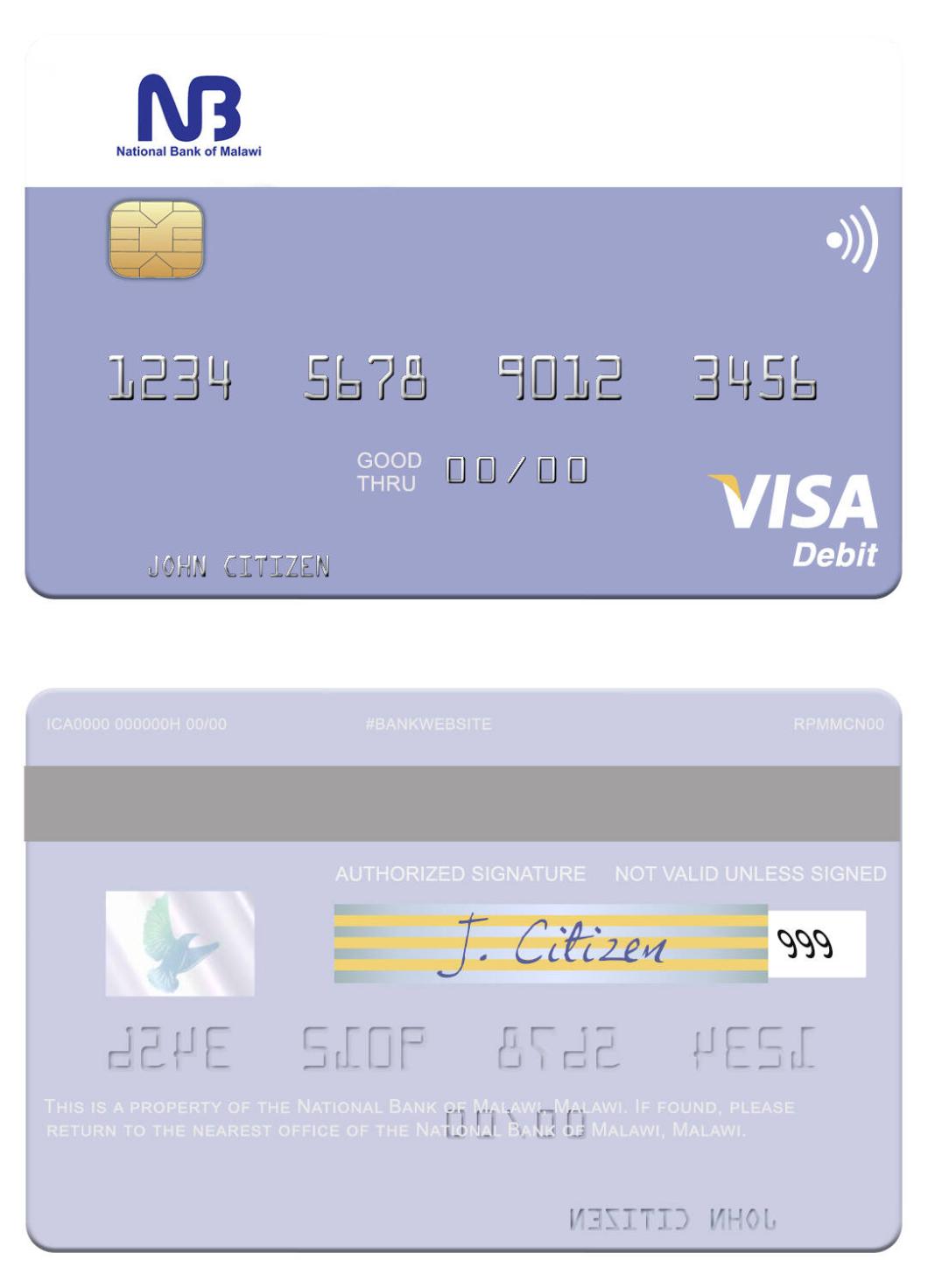 Malawi National Bank of Malawi  visa debit card